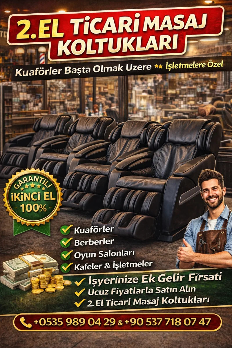 Garantili 2. El Kuaförlere Ticari Masaj Koltuğu İşletmeler İçin Ek Gelir